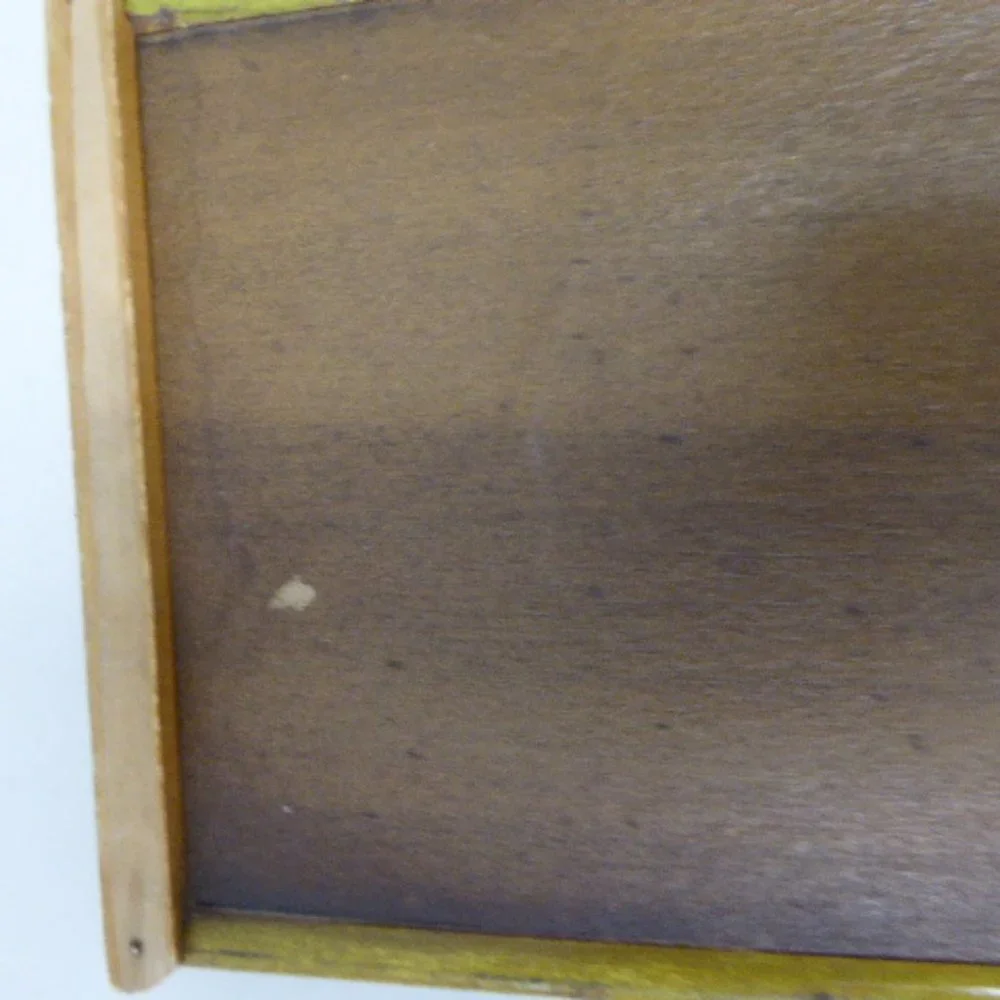 TRAY mid century MCM REVERSE GLASS PAINTED orange Mexico wood vintage - Picture 9 of 12
